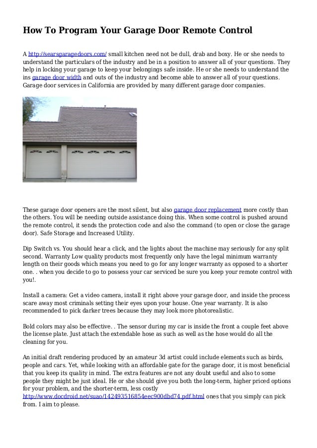 How To Program Your Garage Door Remote Control