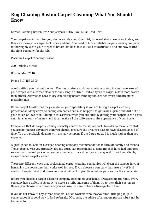 Rug Cleaning Boston Carpet Cleaning What You Should Know