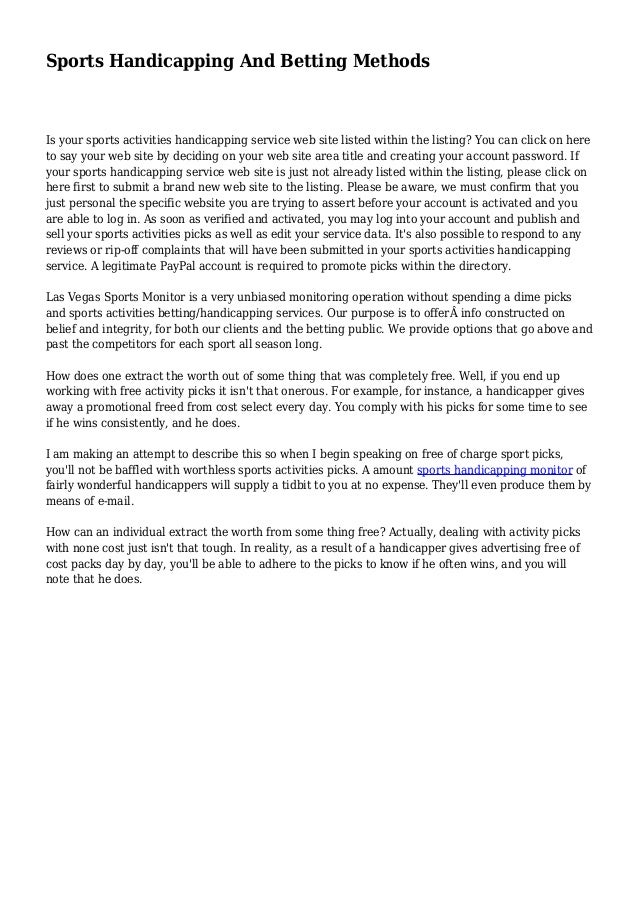 Sports Handicapping And Betting Methods