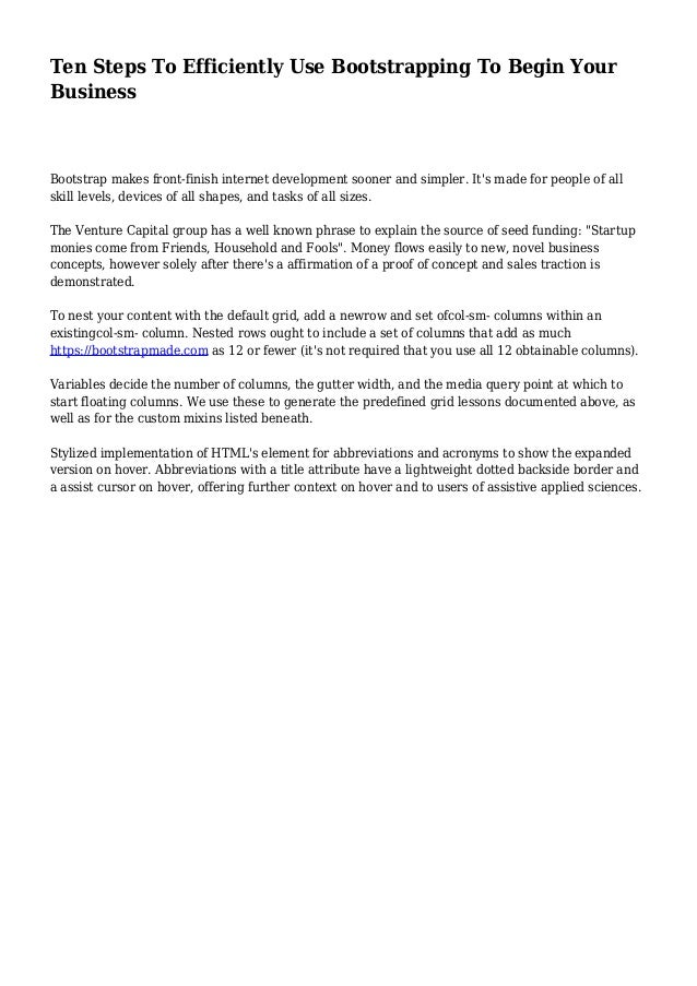 Ten Steps To Efficiently Use Bootstrapping To Begin Your Business