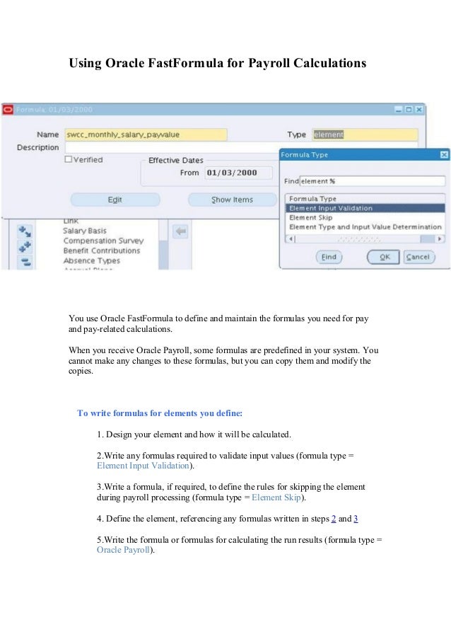 142500146 using oracle fast formula for payroll calculations