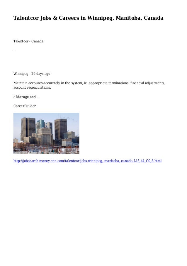 Talentcor Jobs & Careers in Winnipeg, Manitoba, Canada