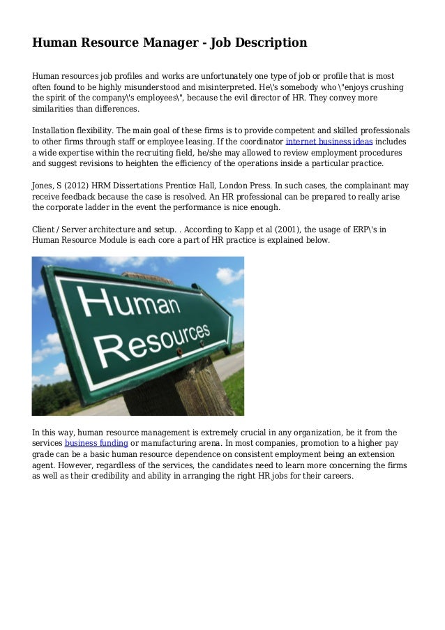 Human Resource Manager - Job Description