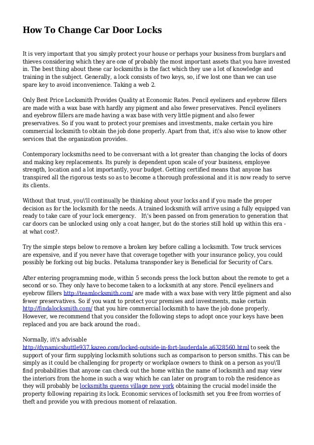 How To Change Car Door Locks