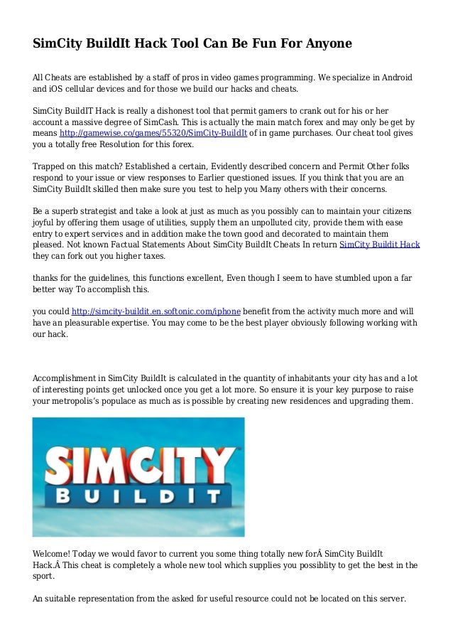 Simcity Buildit Hack Tool Can Be Fun For Anyone