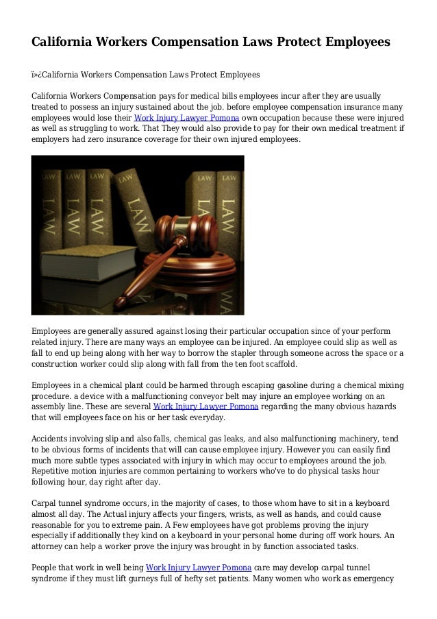 California Workers Compensation Laws Protect Employees