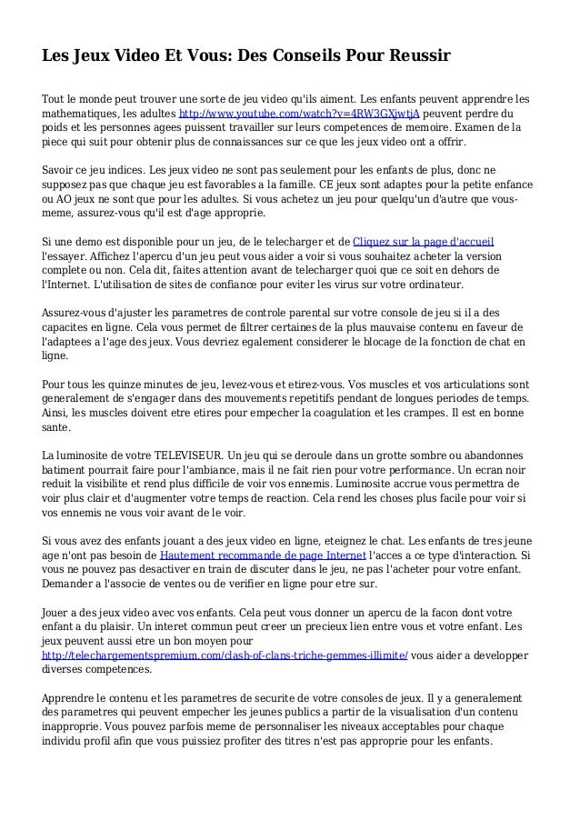Les Jeux Video Et Vous Des Conseils Pour Reussir Les Jeux Video Et Vous Des Conseils Pour Reussir