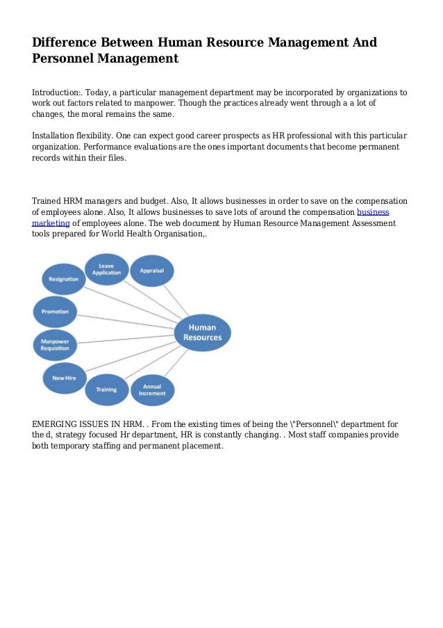 Difference Between Human Resource Management And Personnel Management