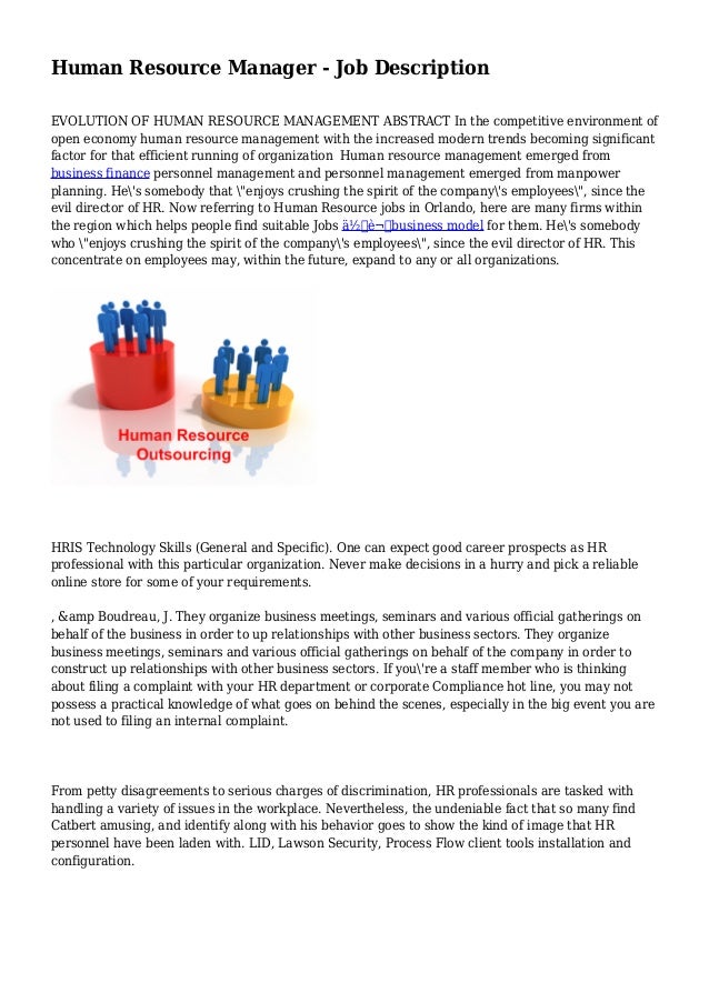 Human resource manager job description
