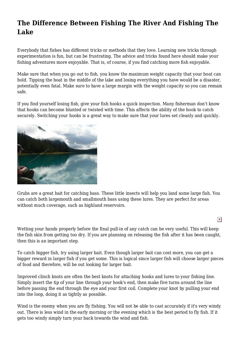 Fishing in a river vs fishing in a lake