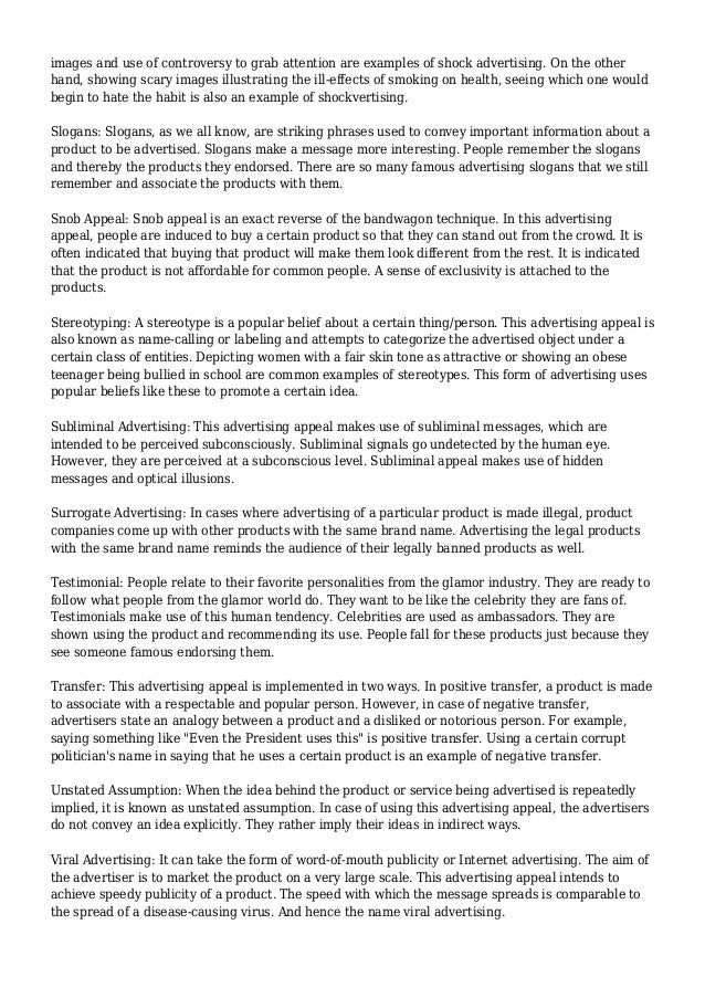 Types of Advertising Appeals