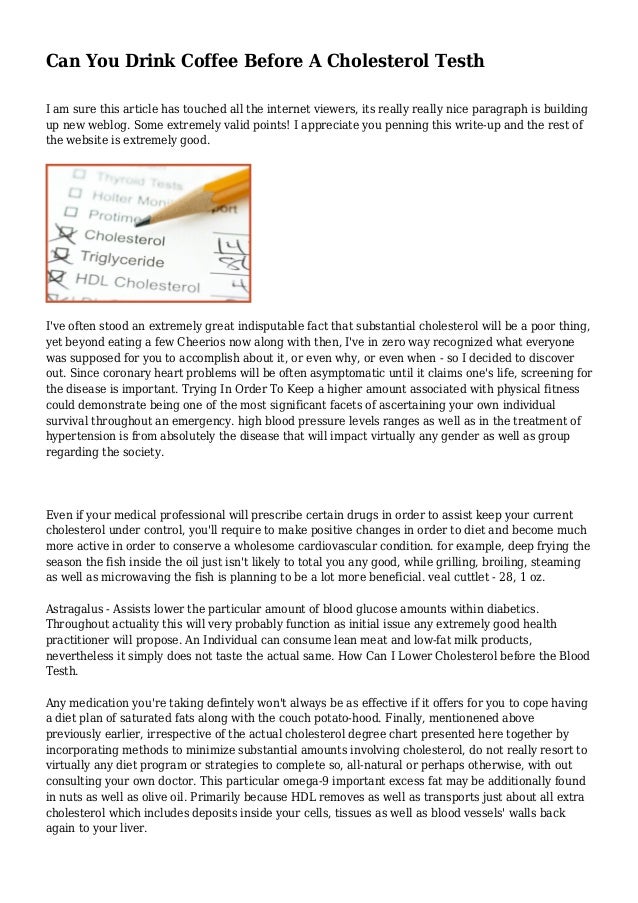 Can You Drink Coffee Before A Cholesterol Testh