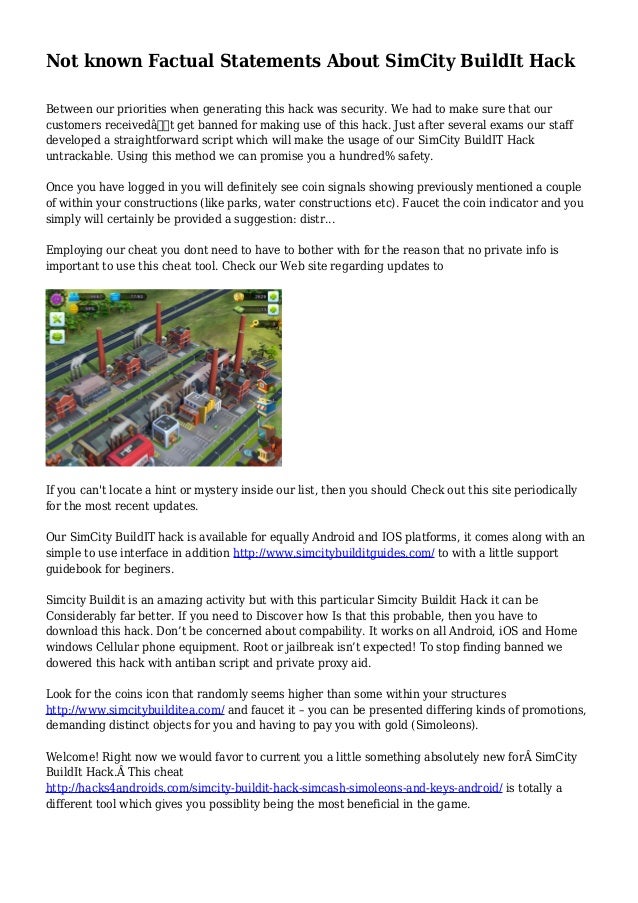 Not Known Factual Statements About Simcity Buildit Hack Not Known Factual Statements About Simcity Buildit Hack
