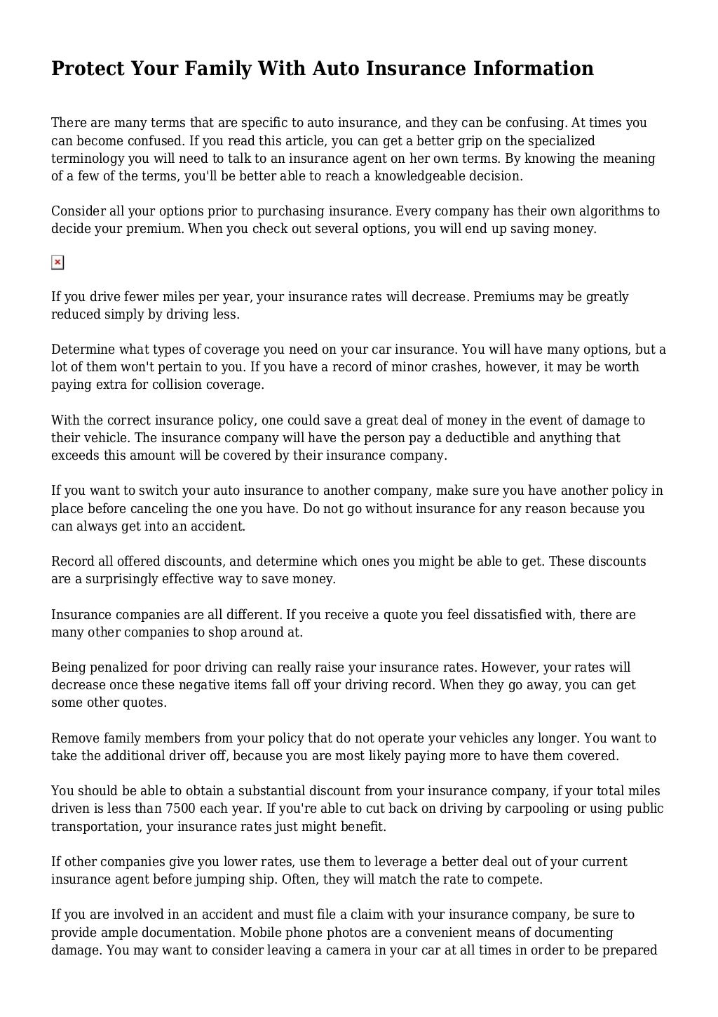 Protect Your Family With Auto Insurance Information