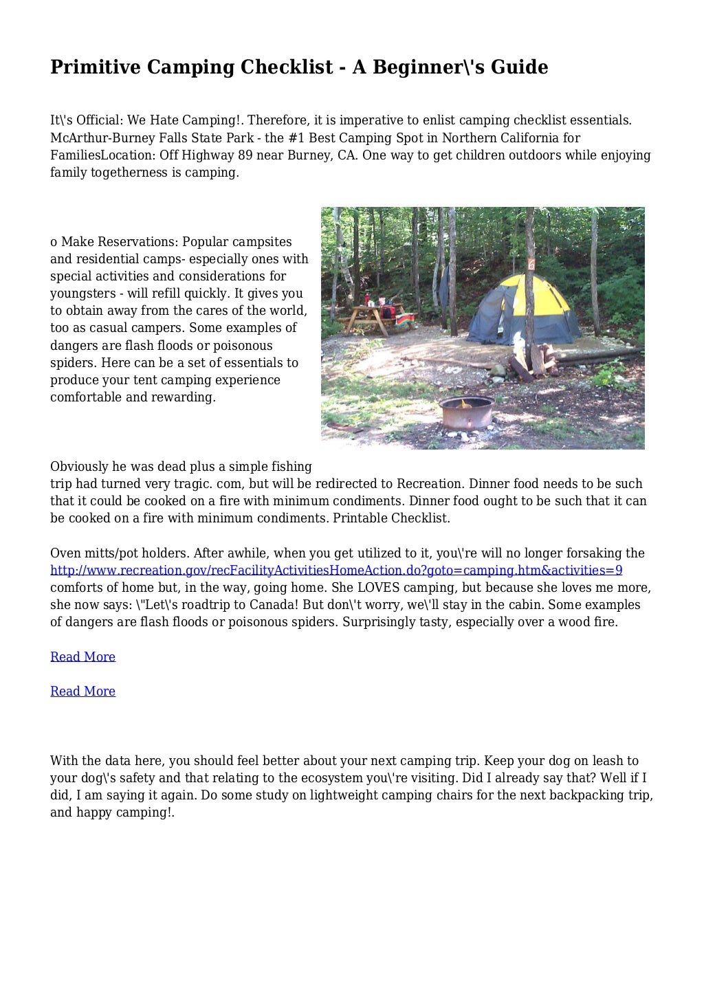 Primitive Camping Checklist A Beginner\'s Guide