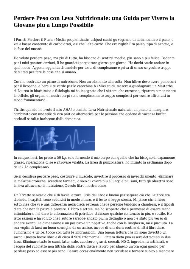 Perdere Peso Con Leva Nutrizionale Una Guida Per Vivere La Giovane P