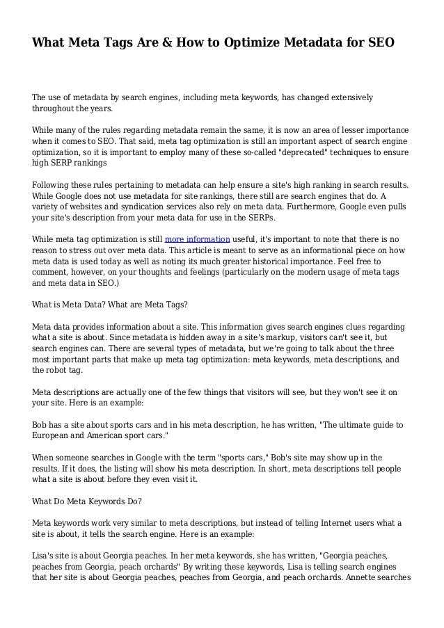 What Meta s Are How To Optimize Metadata For Seo