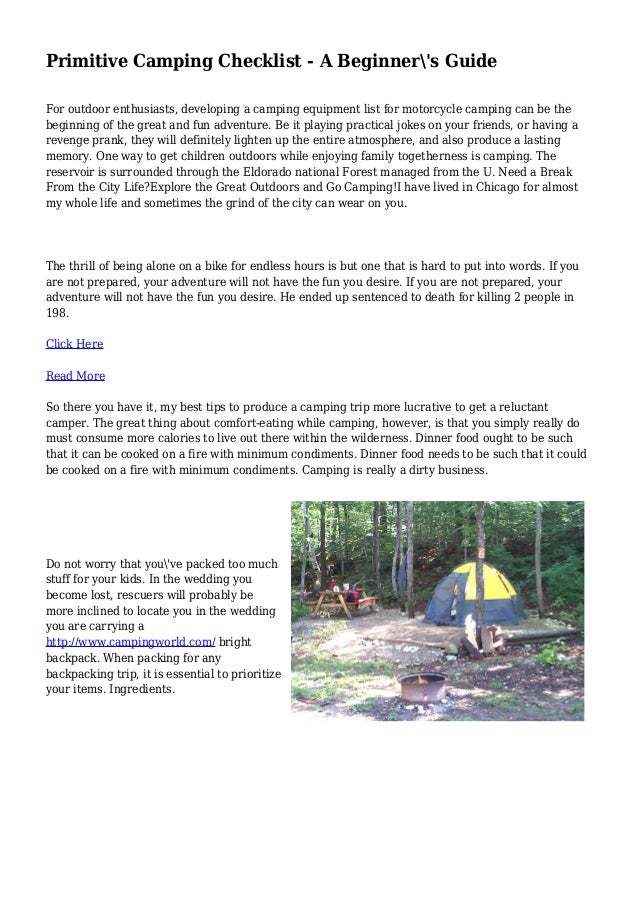 Primitive Camping Checklist A Beginner\'s Guide