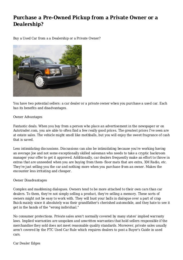 how do you buy a car from a private owner