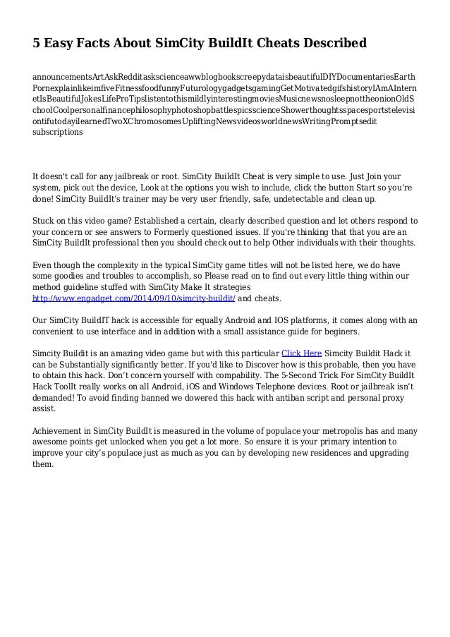 5 Easy Facts About Simcity Buildit Cheats Described