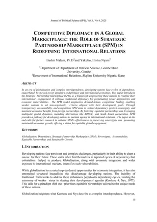 Competitive Diplomacy in a Global Marketplace: The Role of Strategic ...