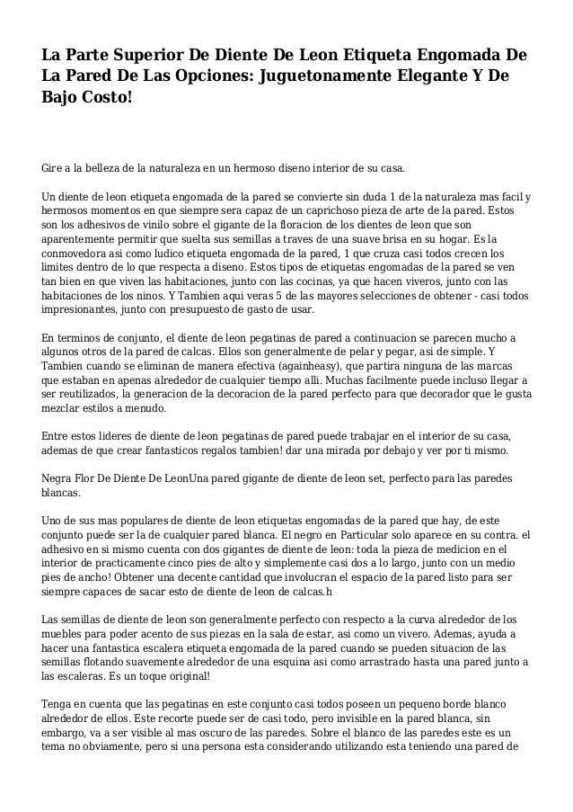 La Parte Superior De Diente De Leon Etiqueta Engomada De La Pared De