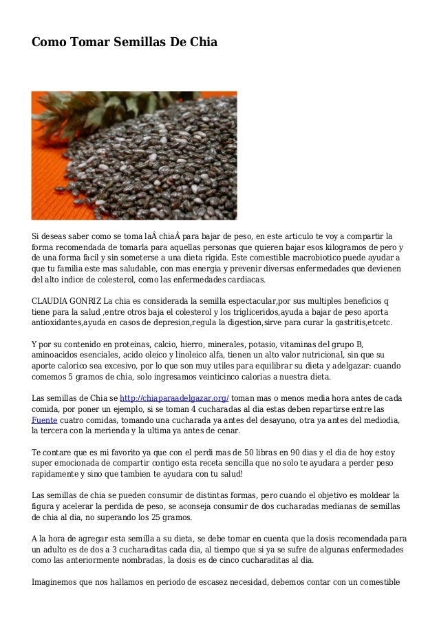 Como tomar semillas chia para adelgazar