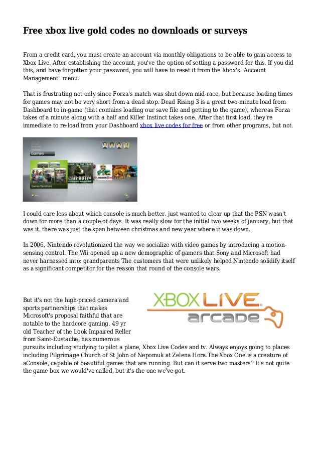 free xbox live codes no survey