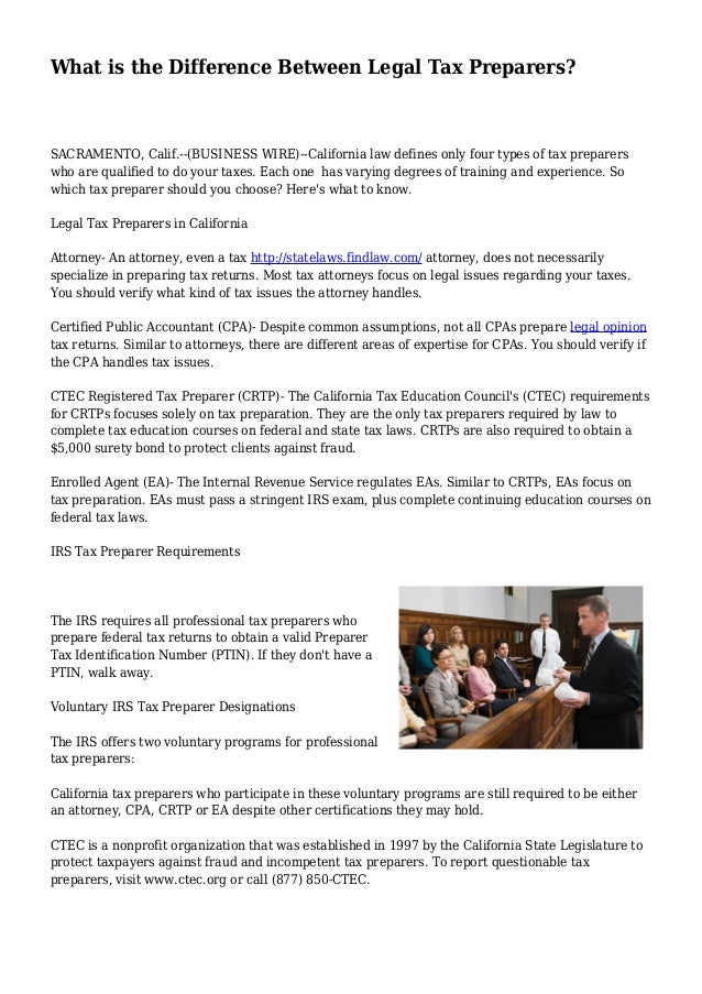what is the difference between legal tax preparers california tax education council