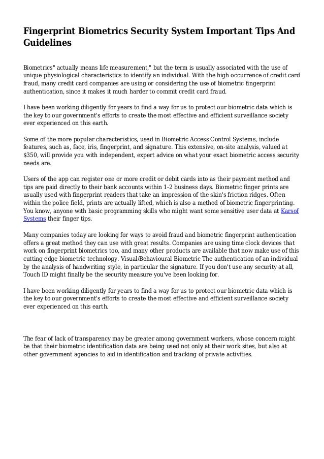 Fingerprint Biometrics Security System Important Tips And Guidelines