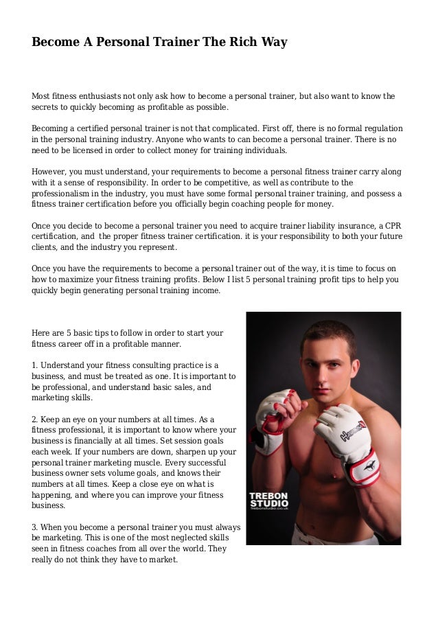 Become A Personal Trainer The Rich Way Become A Personal Trainer The Rich Way