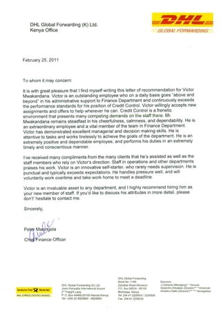 DHL Recomendation Letter
