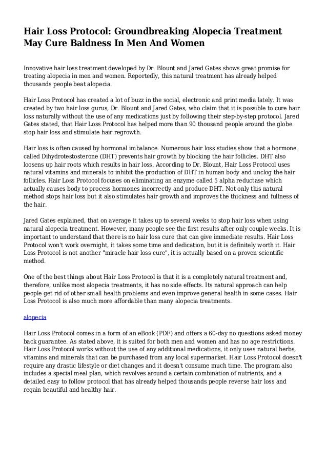 Hair Loss Protocol Groundbreaking Alopecia Treatment May Cure Baldness