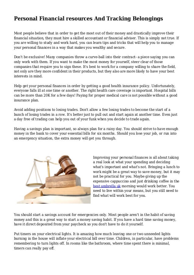 personal financial resources and tracking belongings personal financial tracking