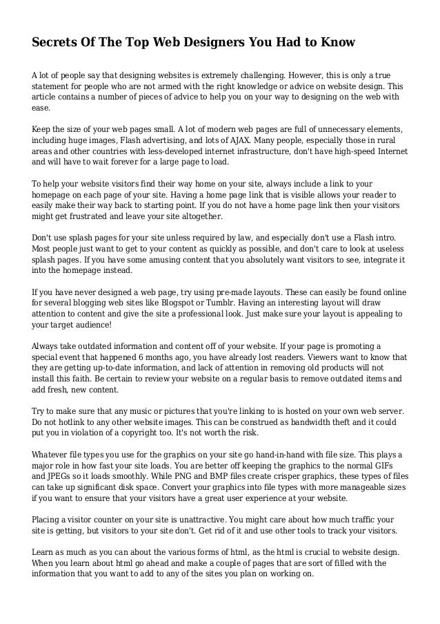 Secrets Of The Top Web Designers You Had To Know