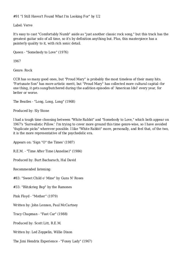 The 100 Greatest Songs Of All Time The 100 Greatest Songs Of All Time