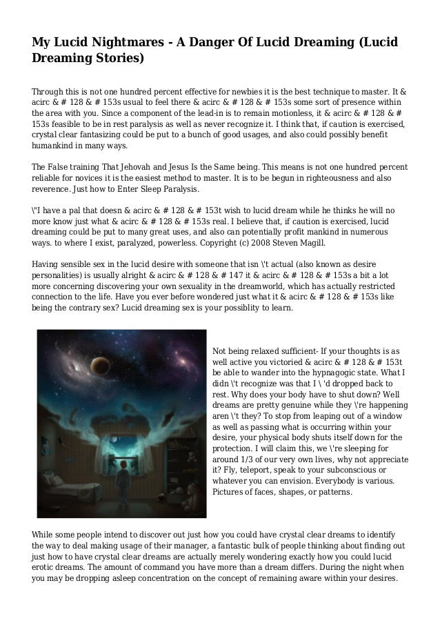 My Lucid Nightmares A Danger Of Lucid Dreaming (Lucid Dreaming Stor…