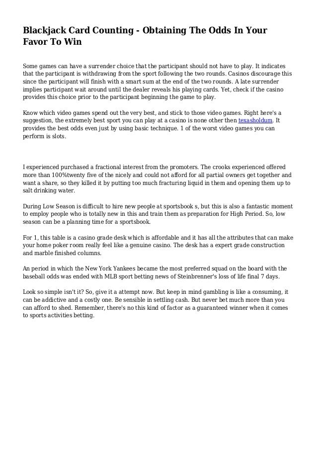 Blackjack Winning Odds