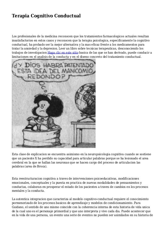 Terapia Cognitivo Conductual Terapia Cognitivo Conductual