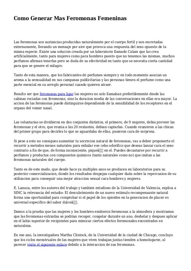 Como Generar Mas Feromonas Femeninas
