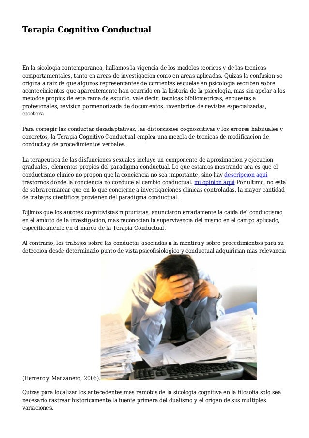 Terapia Cognitivo Conductual Terapia Cognitivo Conductual