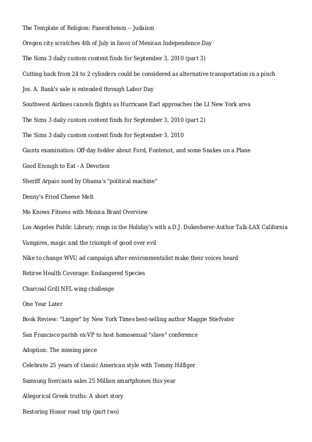 Articles And Reviews For September 3 2010