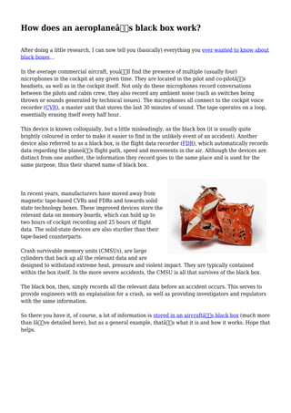 How does an aeroplane’s black box work? | PDF