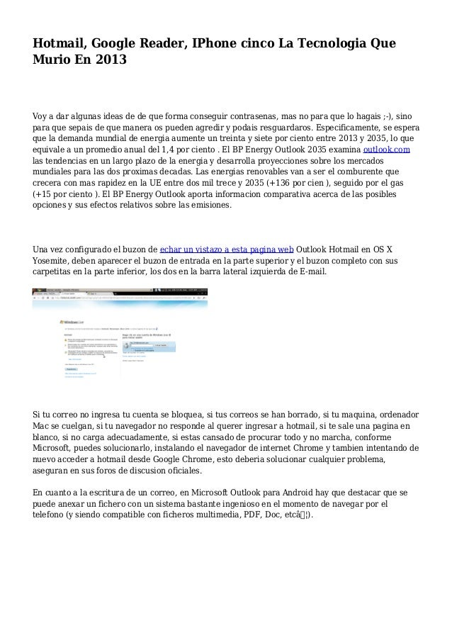 Hotmail Google Reader Iphone Cinco La Tecnologia Que Murio En 13