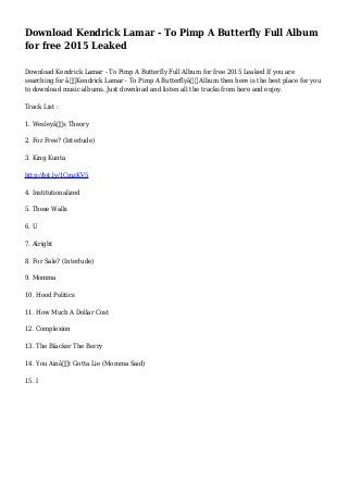 Kendrick lamar pimp a butterfly download - freeloadsmn
