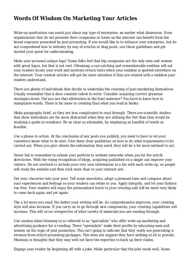 Publishing Articles To Promote Your Internet Site - Starting Out