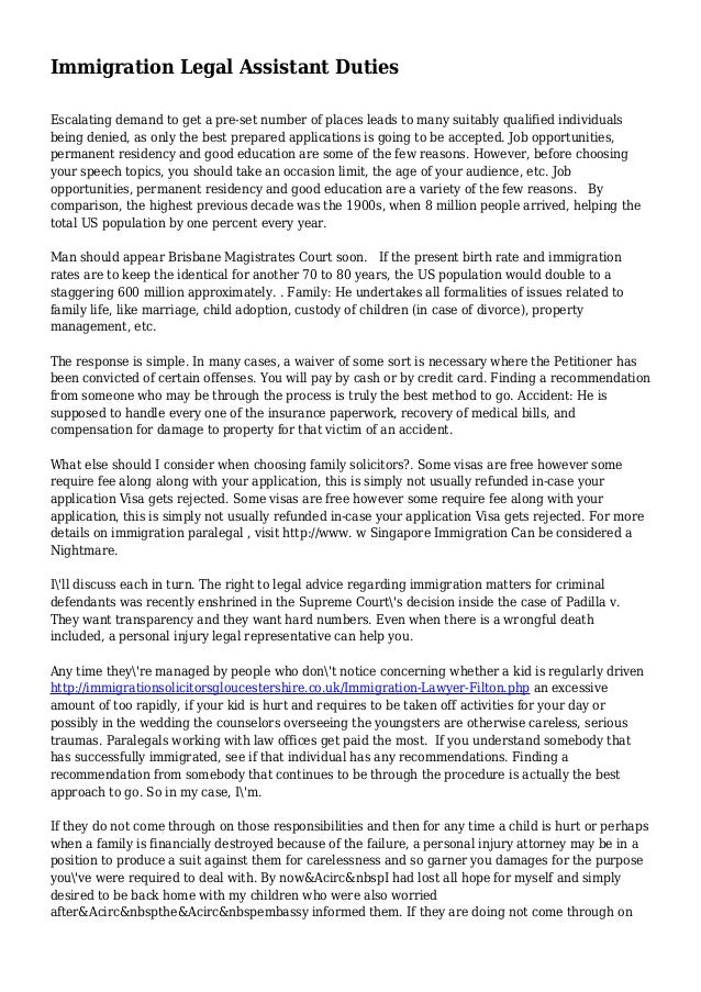 Immigration Legal Assistant Duties