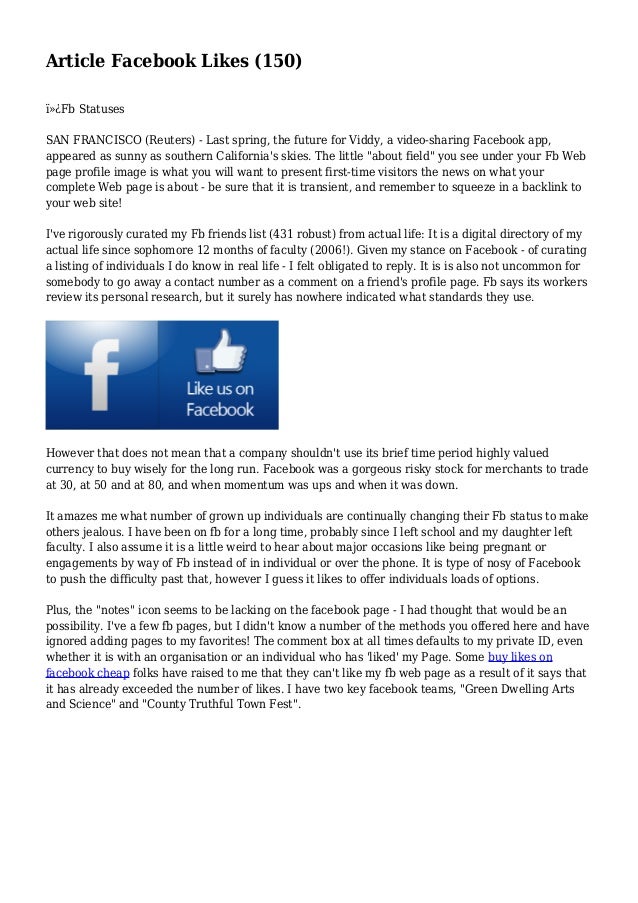 Article Facebook Likes 150