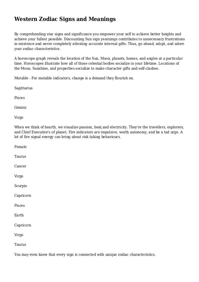 western zodiac signs and meanings