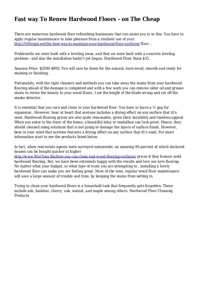 Fast Way To Renew Hardwood Floors On The Cheap